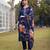 navy blue pure cotton pakistani straight kurta dupatta pant set