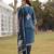 teal blue pure cotton pakistani straight kurta dupatta pant set