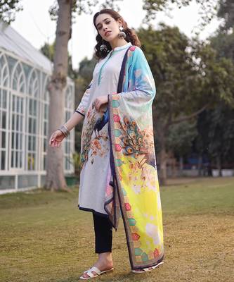 white pure cotton ethnic motifs pakistani style kurta trouser dupatta set 2