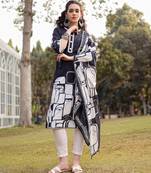 black pure cotton ethnic motifs pakistani style kurta trouser dupatta set