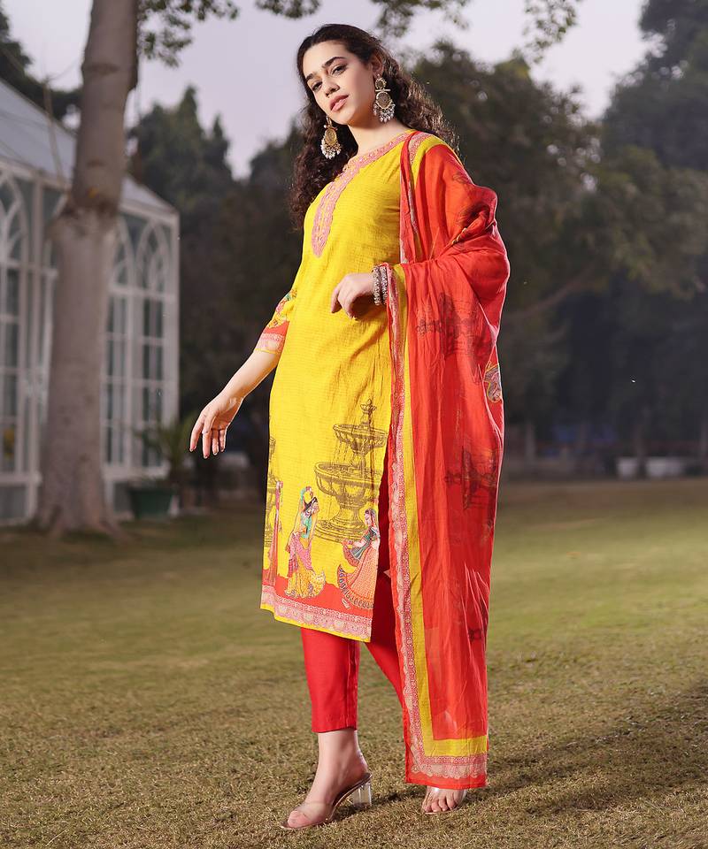 cotton lime green pakistani straight kurta trouser dupatta set