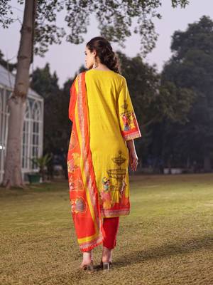 cotton lime green pakistani straight kurta trouser dupatta set 3