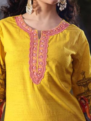 cotton lime green pakistani straight kurta trouser dupatta set 4