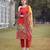 cotton red lace work pakistani straight kurta trouser dupatta set