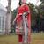 red cotton lace work pakistani straight kurta trouser dupatta set