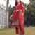 red cotton beads and stones pakistani straight kurta trouser dupatta set