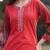 red cotton beads and stones pakistani straight kurta trouser dupatta set