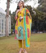 cotton lime green straight pakistani kurta trouser dupatta set