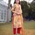 yellow floral print lensing straight kurta trouser dupatta set
