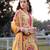 yellow floral print lensing straight kurta trouser dupatta set