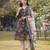 military green floral print lilen a line have a lining kurta trouser dupatta set