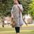 grey floral print lilen a line have a lining kurta trouser dupatta set