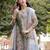 grey floral print lilen a line have a lining kurta trouser dupatta set