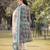 turquoise blue floral print lilen a line have a lining kurta trouser dupatta set