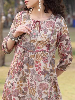 beige lilen a-line sequins work have a lining kurta trouser dupatta set 4