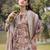 beige lilen a-line sequins work have a lining kurta trouser dupatta set
