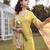 yellow resham embroidery a-line chanderi silk kurta trouser dupatta set