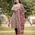 beige linen floral print sequins-work a-line show button kurta trouser dupatta set