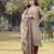 beige linen a line kurta trouser dupatta set