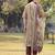 beige linen a line kurta trouser dupatta set