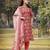 pink linen flared kurta trouser dupatta set