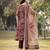 brown floral,sequins work linen flared kurta trouser dupatta set