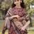 brown floral,sequins work linen flared kurta trouser dupatta set
