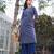 blue cotton lace work straight kurta palazzo set