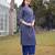 blue cotton lace work straight kurta palazzo set