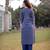 blue cotton lace work straight kurta palazzo set