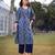 blue cotton lace work square neck straight kurta palazzo set