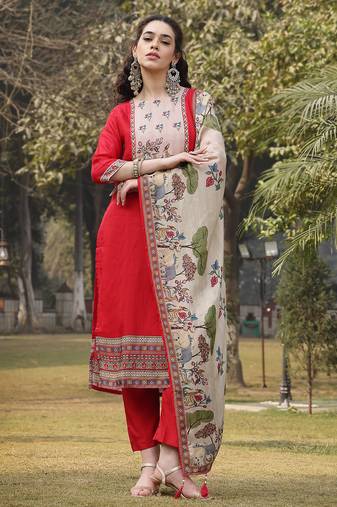 pure russian silk pink kurta dupatta pant set