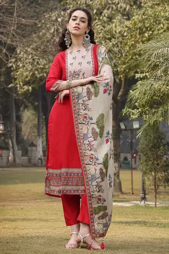 pure russian silk pink kurta dupatta pant set