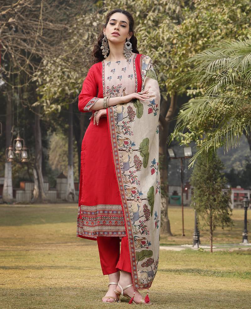 pure russian silk pink kurta dupatta pant set