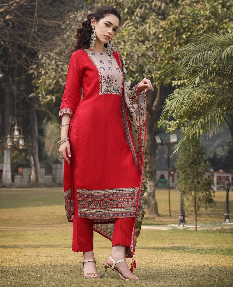 pure russian silk pink kurta dupatta pant set