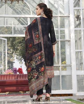 pure russian silk black kurta dupatta pant set 3