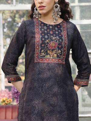 pure russian silk black kurta dupatta pant set 4