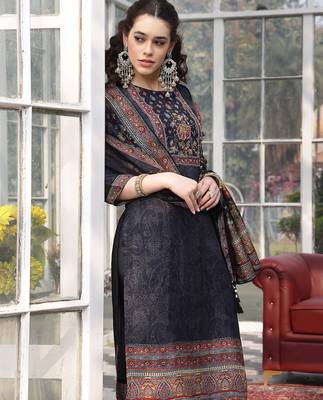 pure russian silk black kurta dupatta pant set 5