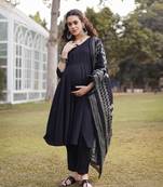 cotton black materinty kurta set