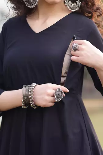 cotton black materinty kurta set