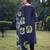 navy blue cotton straight pakistani kurta trouser dupatta set