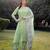 pista green resham embroidery a-line chanderi silk kurta trouser dupatta set