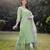 pista green resham embroidery a-line chanderi silk kurta trouser dupatta set