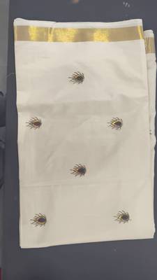 Rsv Fabrics Kerala Kasavu Cotton Saree With Running Blouse 1