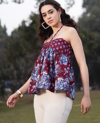  cotton maroon flare top 2