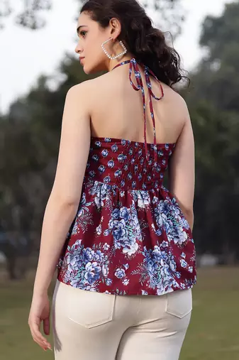  cotton maroon flare top