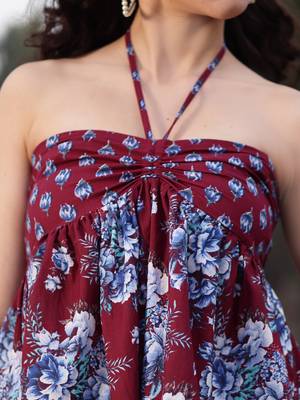  cotton maroon flare top 4