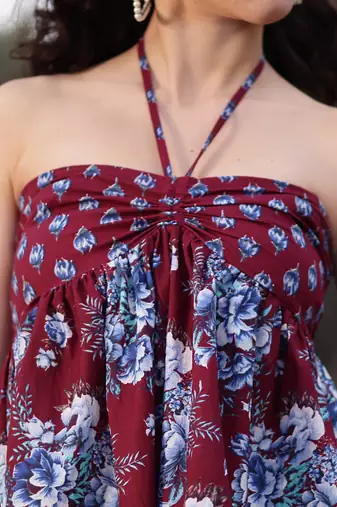  cotton maroon flare top