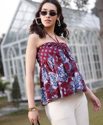  cotton maroon flare top 5
