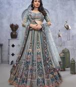 light blue embroidered art_silk lehenga choli With Dupatta